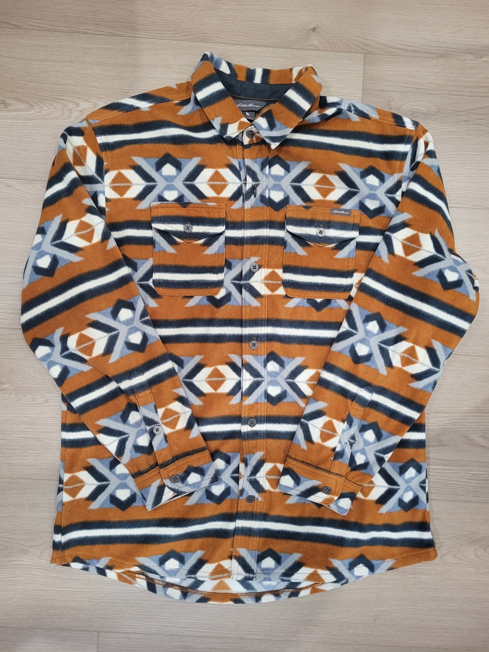 Eddie Bauer Men's Chutes Microfleece Long Sleeve Button Down Aztec Sweater - Picture 2 of 9